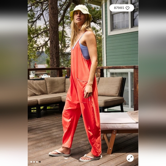 Free People Hot Shot Onesie L Orange FP Movement Oversized Jumpsuit Large - Picture 2 of 13